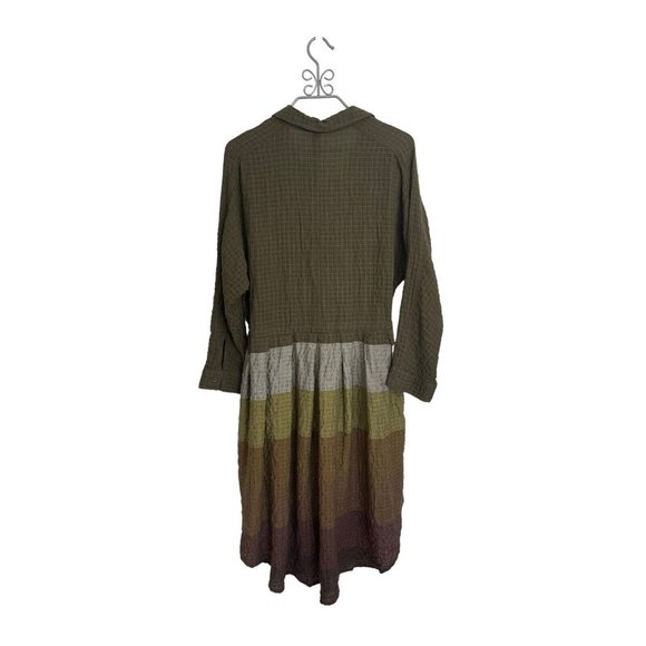 Free People Green Multi Colored Striped Pockets Drawstring Hi Lo Tunic Dress - M - Picture 3 of 6